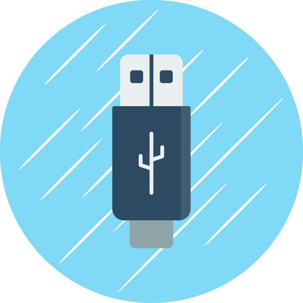 USB plat bleu cercle icône vecteur