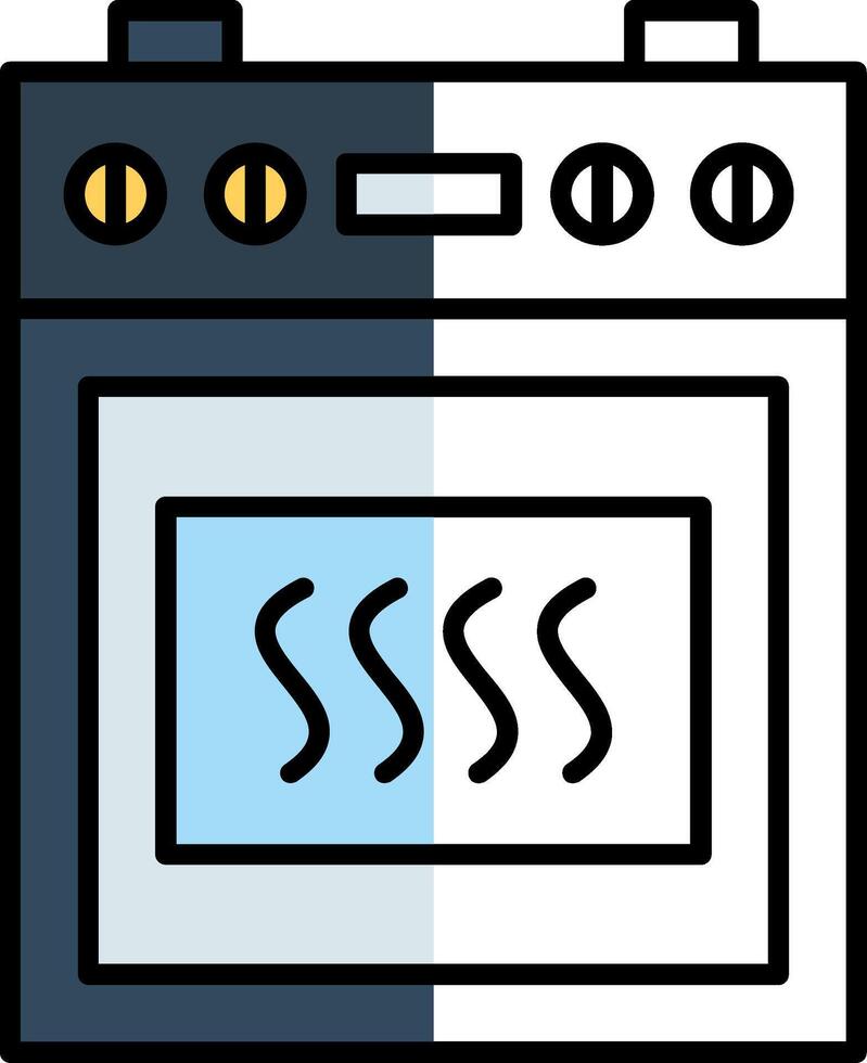 cuisine le fourneau rempli moitié Couper icône vecteur