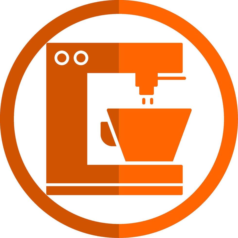 café machine glyphe Orange cercle icône vecteur