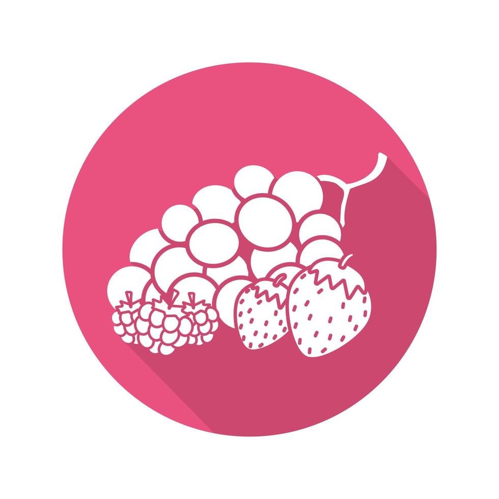 icône de grandissime de conception plate de baies. grappe de raisin, framboise, fraise. symbole de silhouette de vecteur