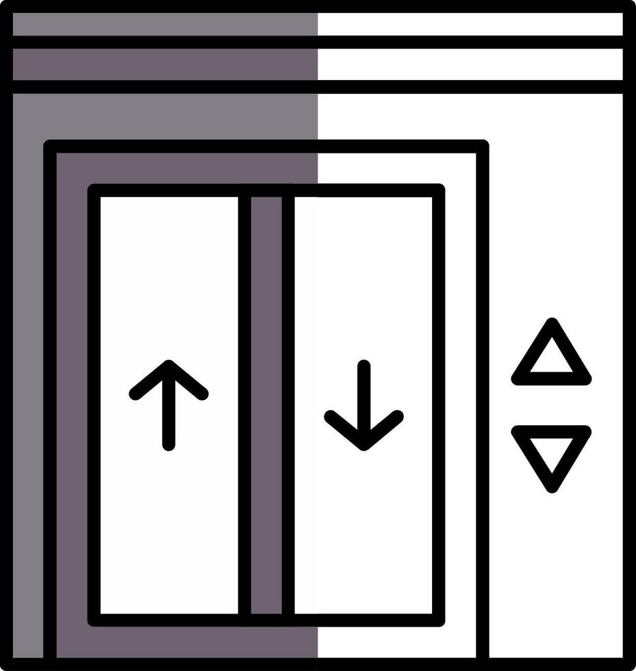 ascenseur rempli moitié Couper icône vecteur