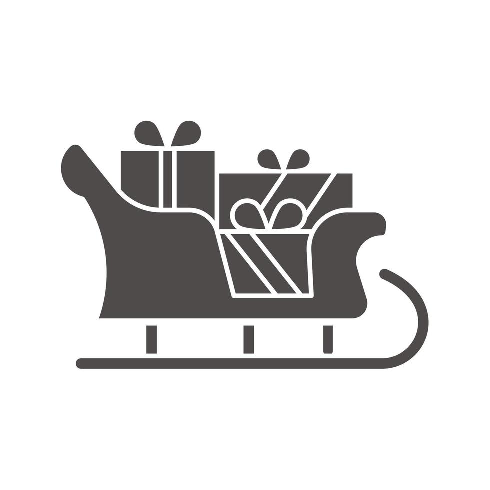 icône de traîneau du père noël. symbole de silhouette. calèche de noël avec des cadeaux. espace négatif. illustration vectorielle isolée vecteur