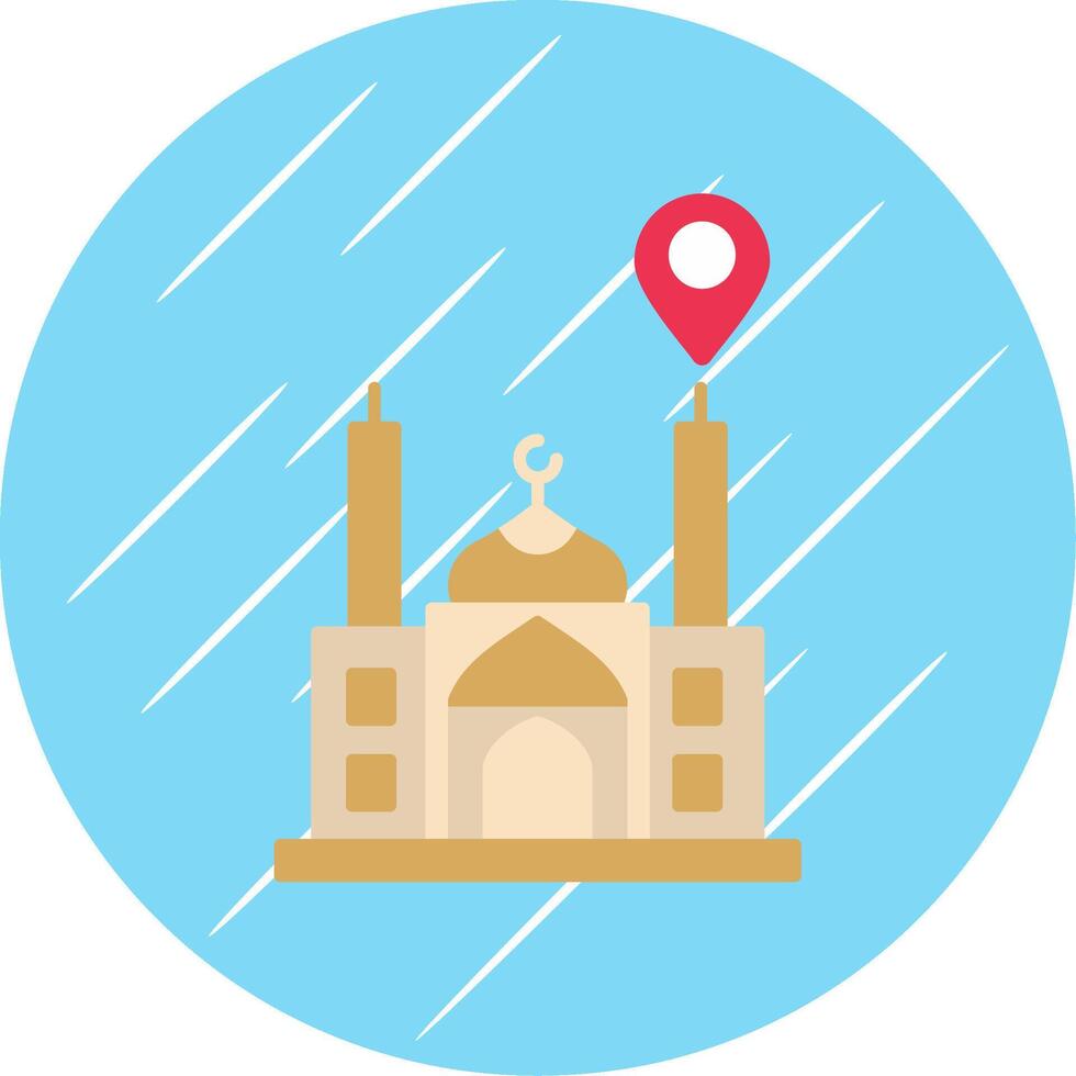 mosquée emplacement plat bleu cercle icône vecteur