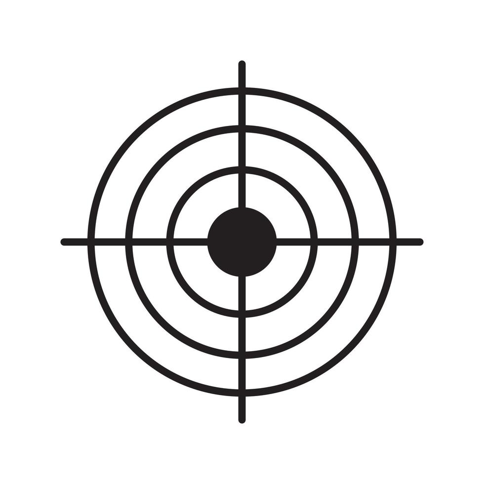 icône linéaire de cible de pistolet. objectif. illustration de la ligne mince. symbole de contour radar. dessin de contour isolé de vecteur