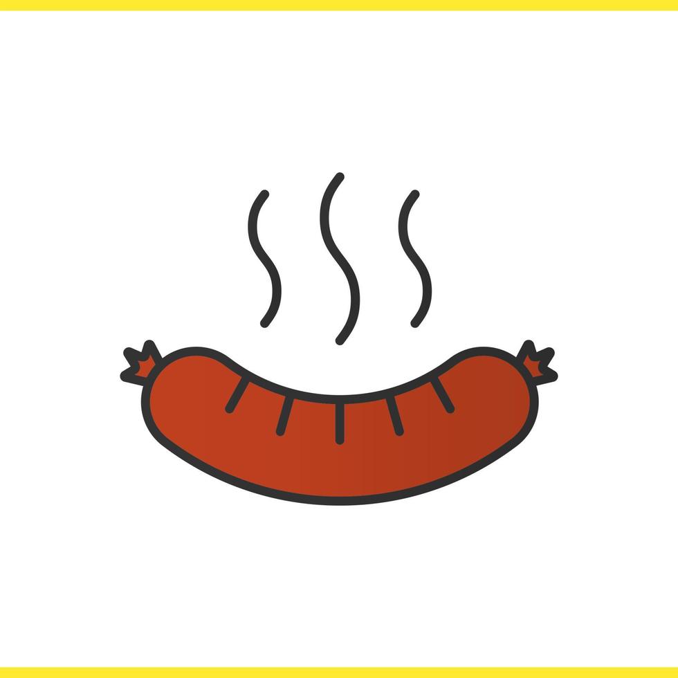 icône de couleur de saucisse fumante. bratwurst. saucisse chaude. illustration vectorielle isolée vecteur