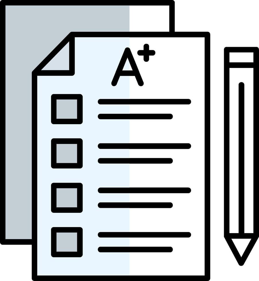 examen rempli moitié Couper icône vecteur