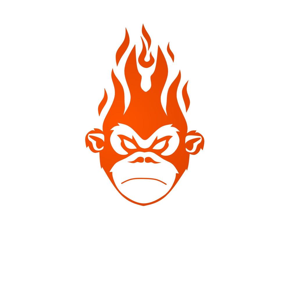 logo tête de singe flamme vecteur