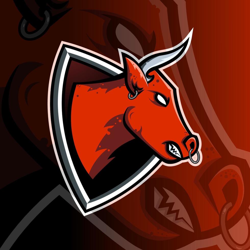 logo de mascotte de taureau vecteur