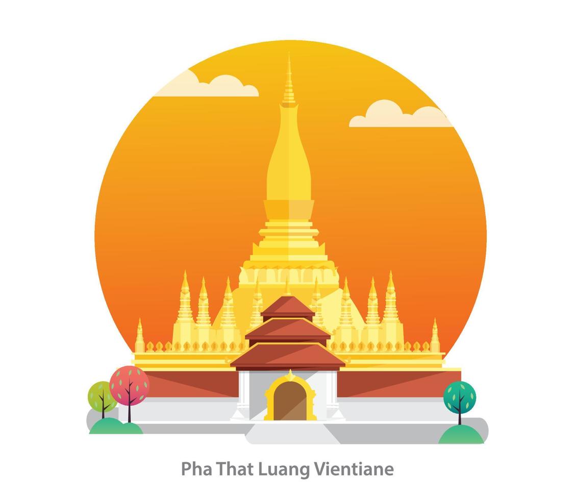 pha that luang , point de repère du laos, illustration vectorielle vecteur