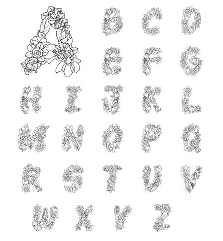 Lettres alphabet fleurs vecteur