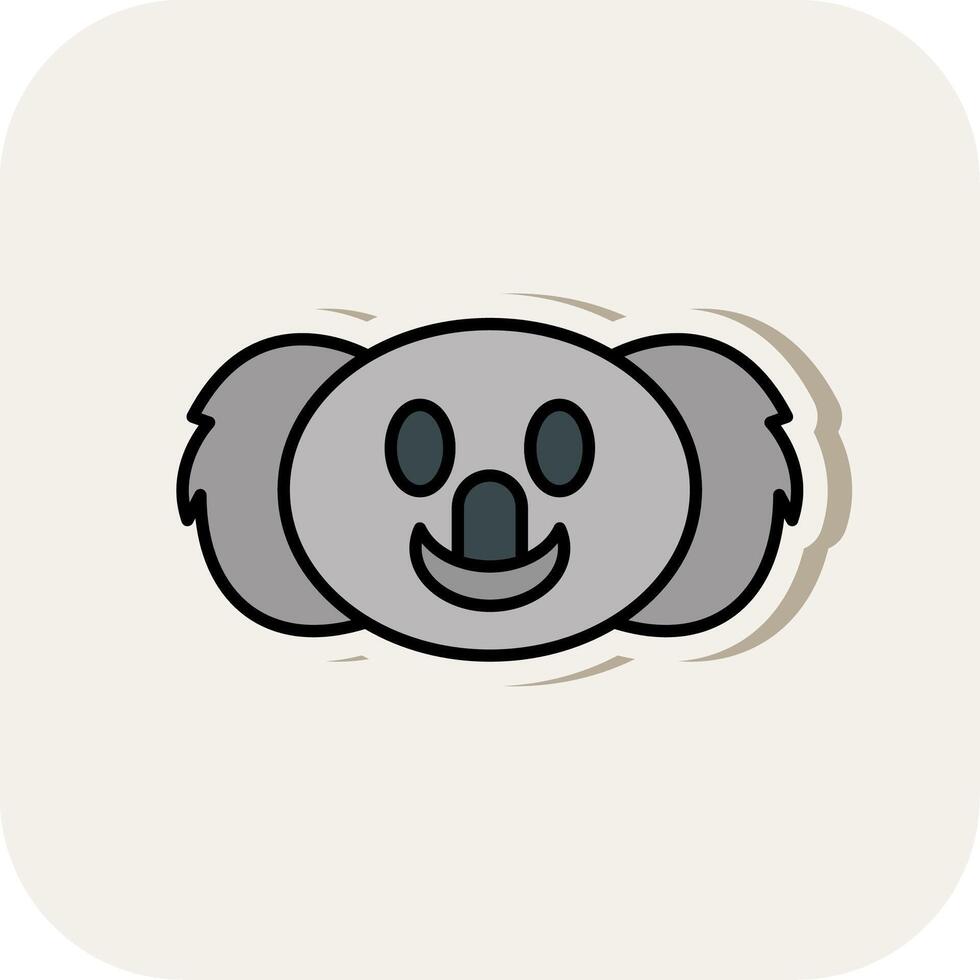 koala ligne rempli blanc ombre icône vecteur