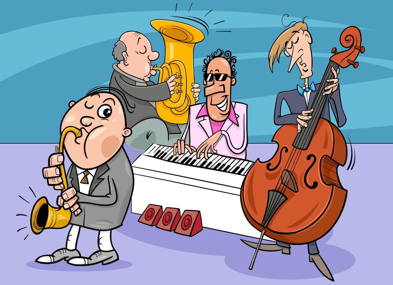 les musiciens personnages performant le jazz la musique vecteur