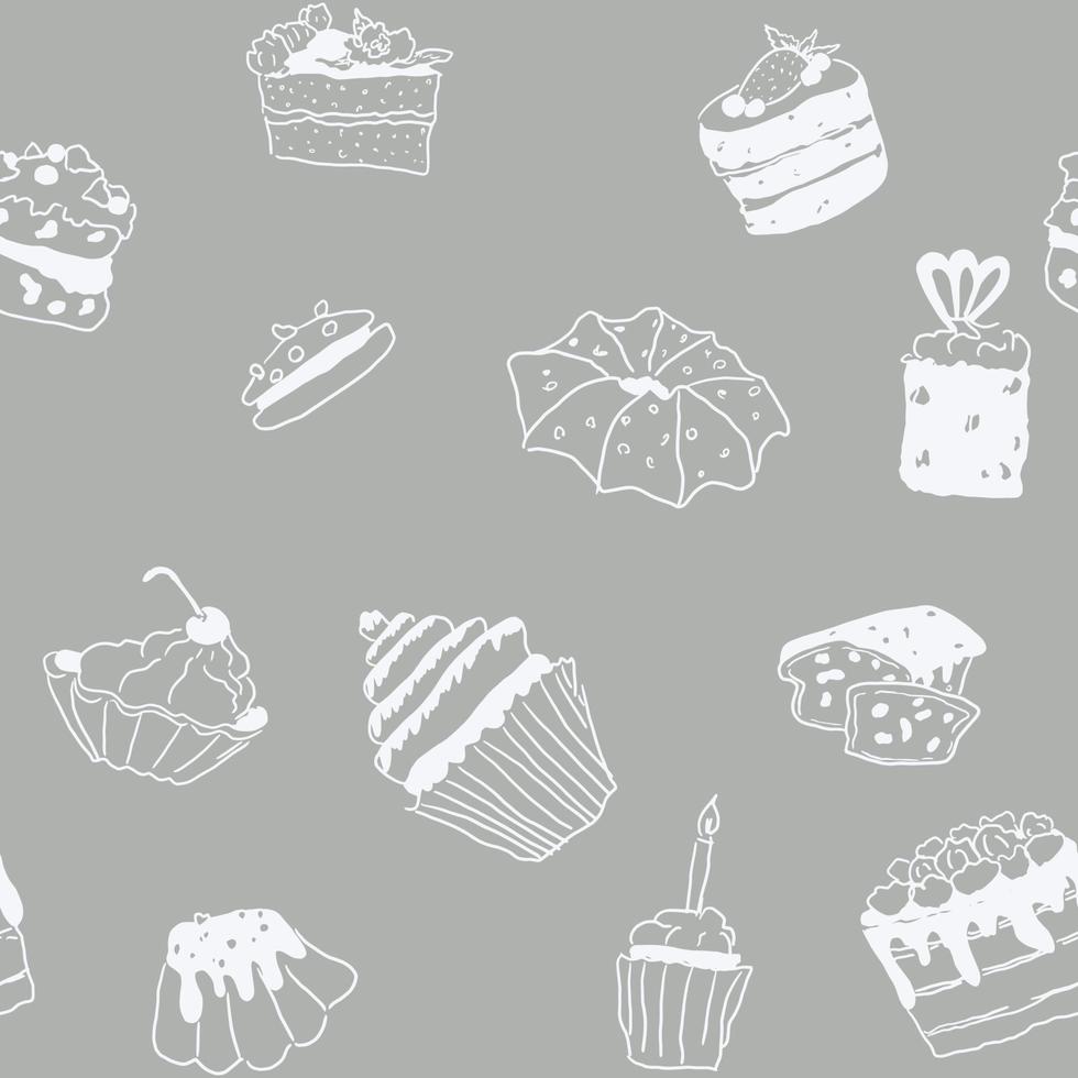 modèle sans couture bonbons doodle motif gris pâtisserie vecteur