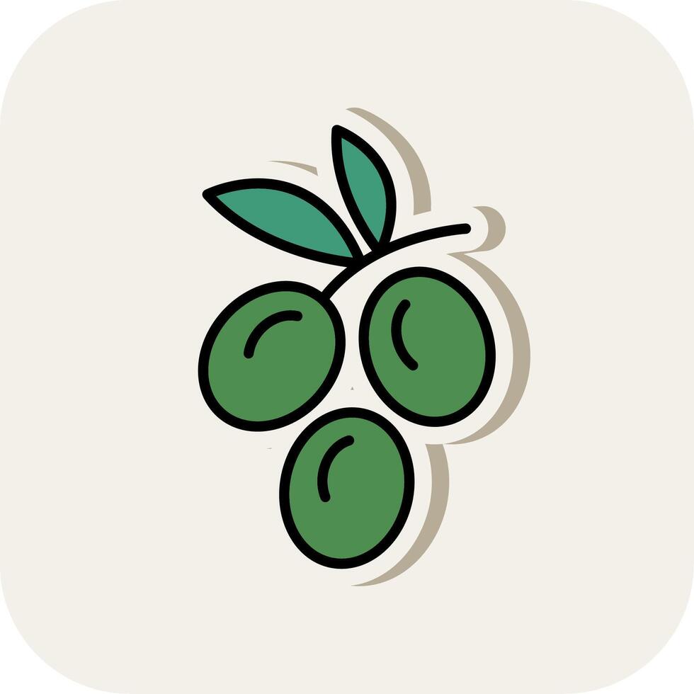 olive ligne rempli blanc ombre icône vecteur