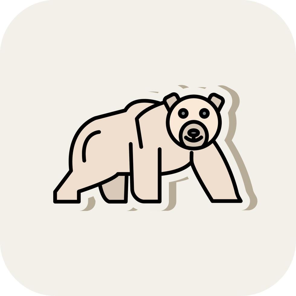 polaire ours ligne rempli blanc ombre icône vecteur
