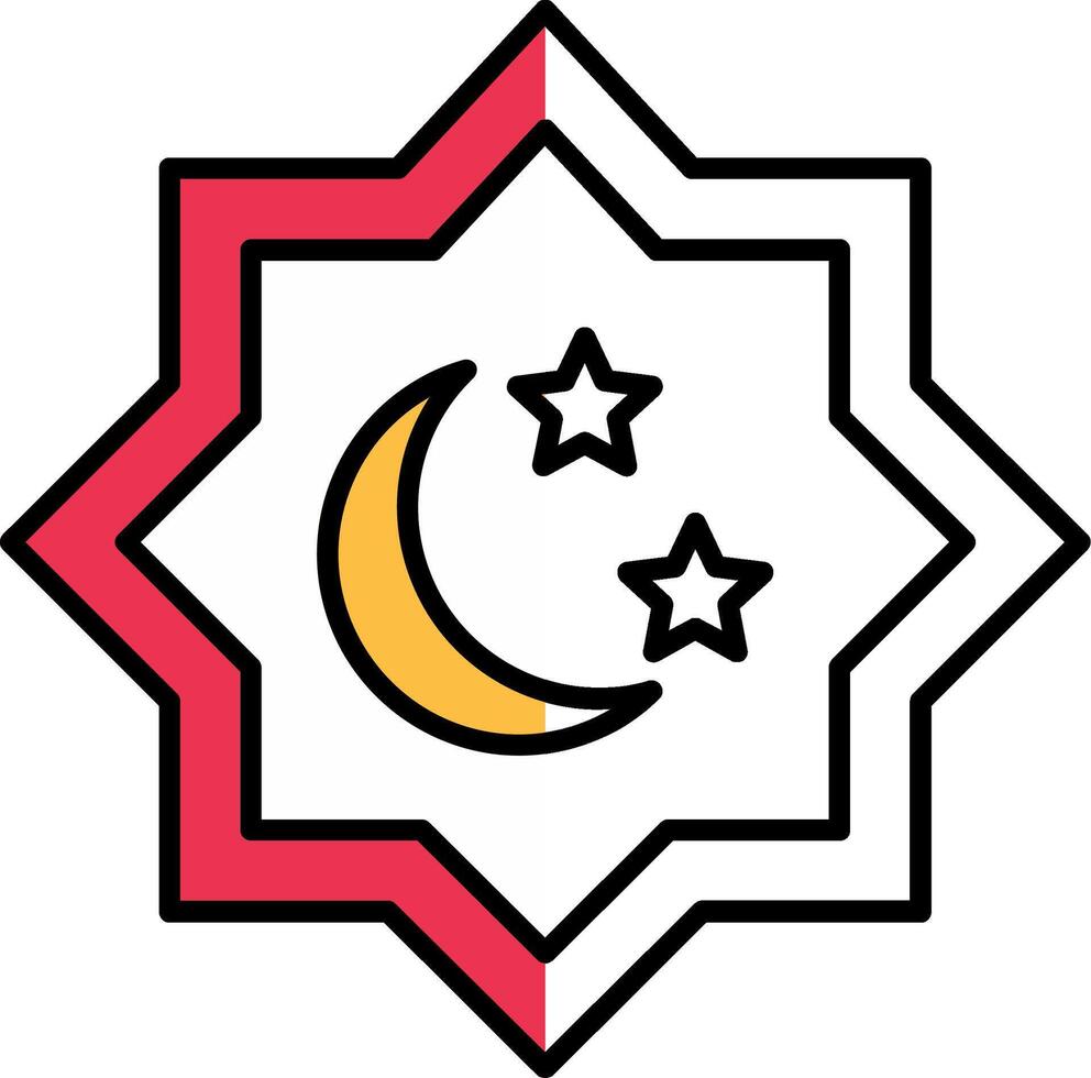 islamique étoile rempli moitié Couper icône vecteur