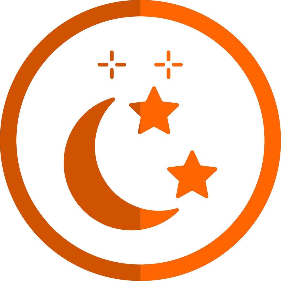 lune et étoile glyphe Orange cercle icône vecteur