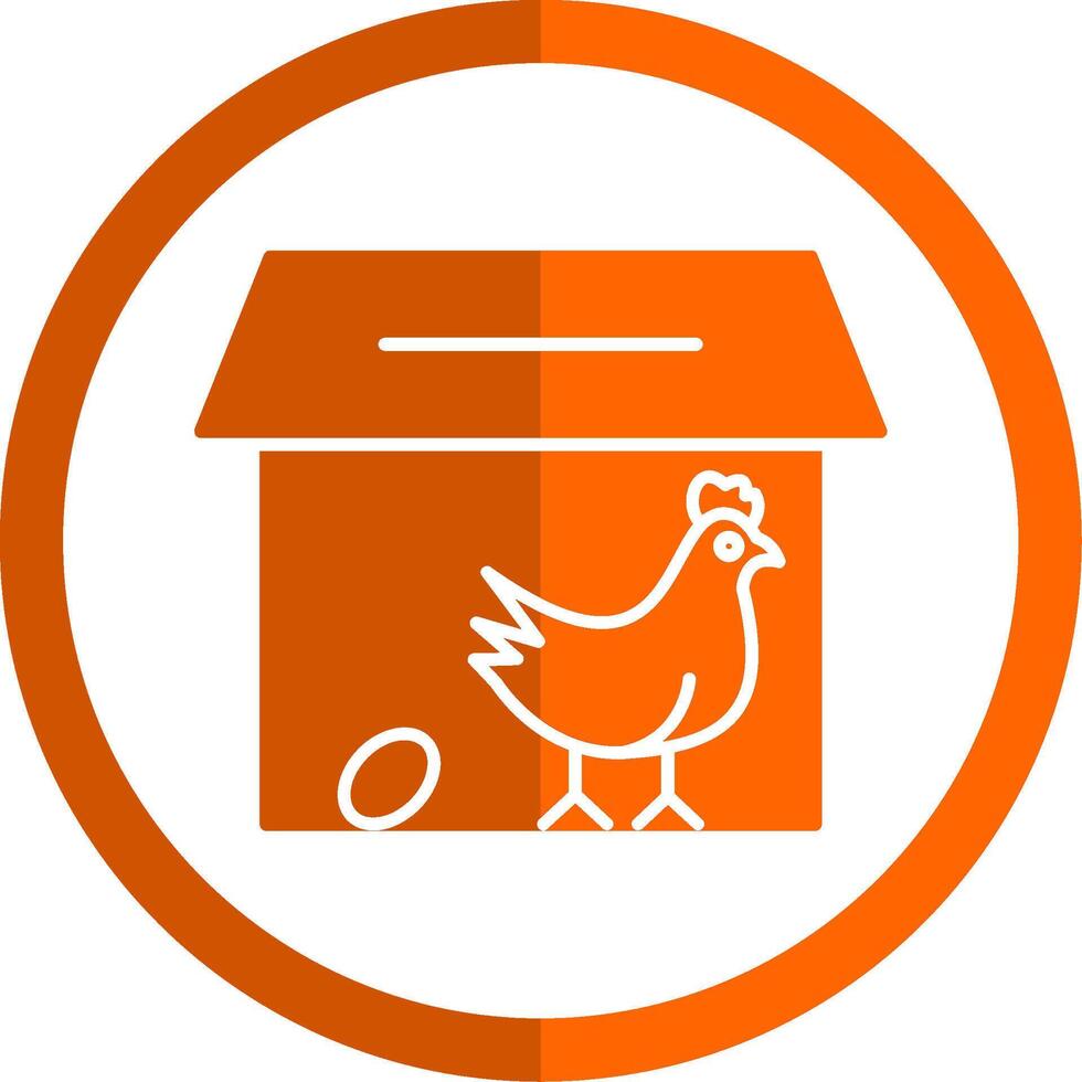 poulet coopérative glyphe Orange cercle icône vecteur