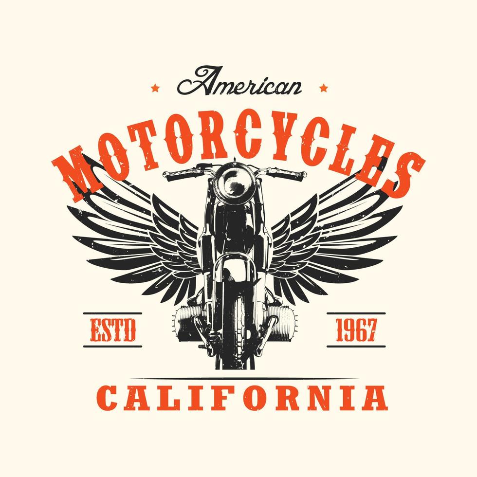 conception de t-shirt typographique de moto de style vintage vecteur