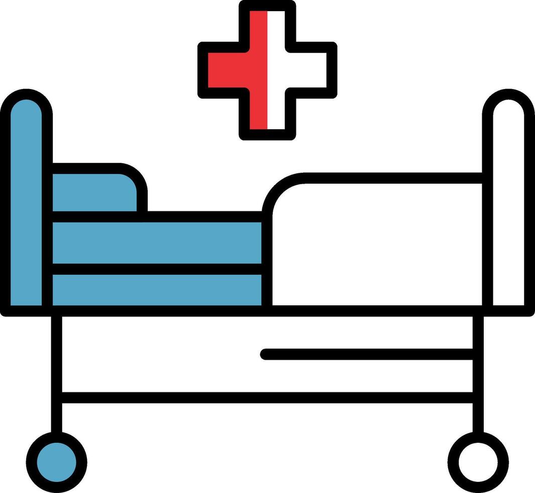 hôpital lit rempli moitié Couper icône vecteur