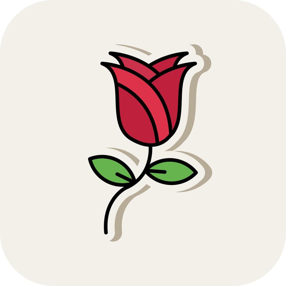 Rose ligne rempli blanc ombre icône vecteur