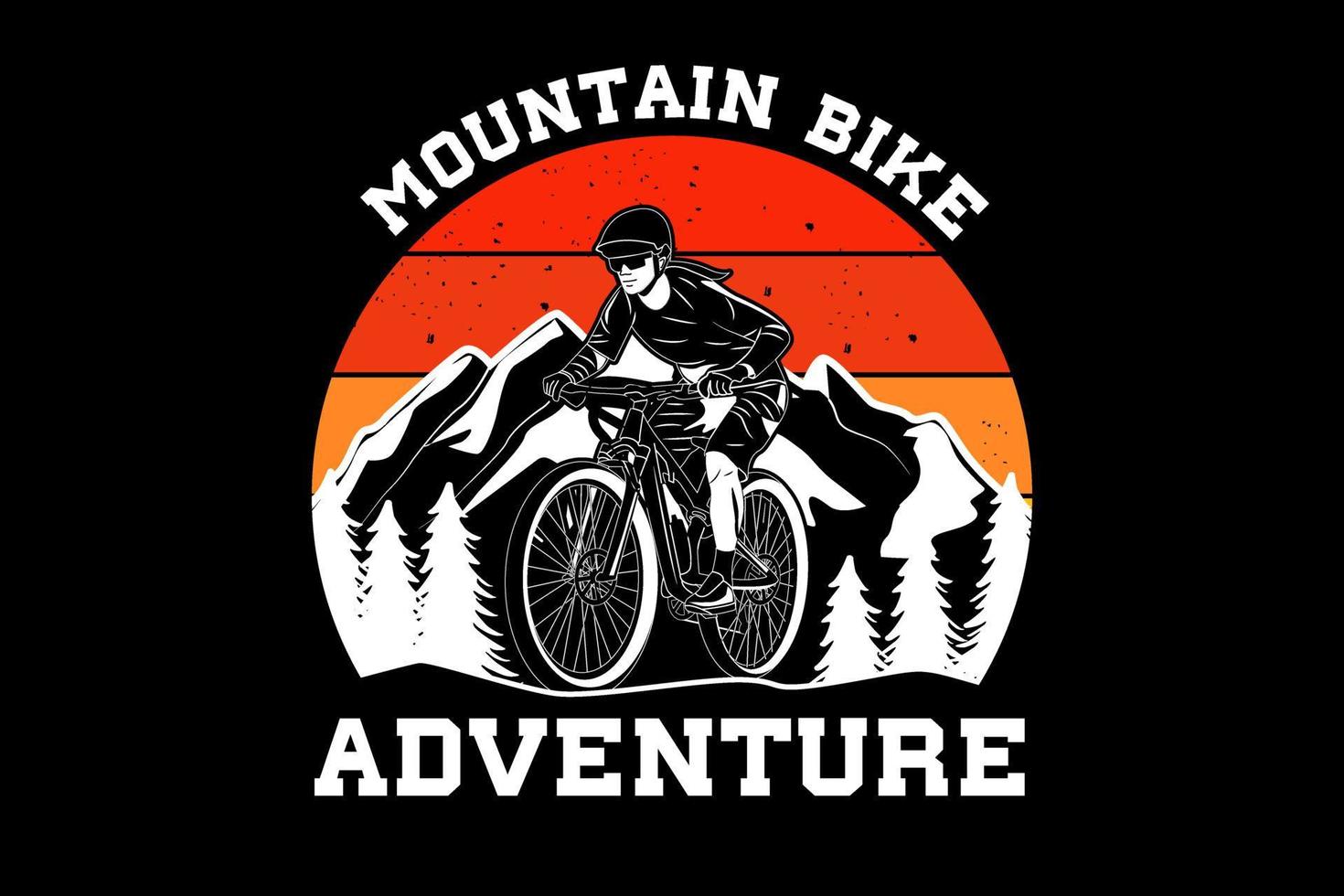 vélo de montagne aventure design silhouette vintage rétro vecteur