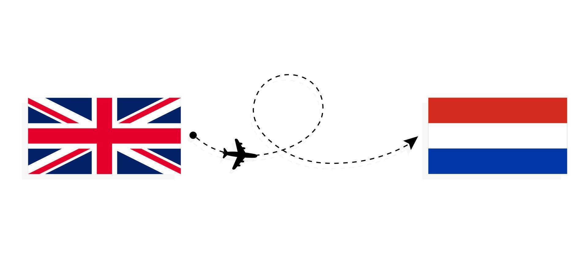 vol et voyage du royaume-uni de grande-bretagne au paraguay par concept de voyage en avion de passagers vecteur