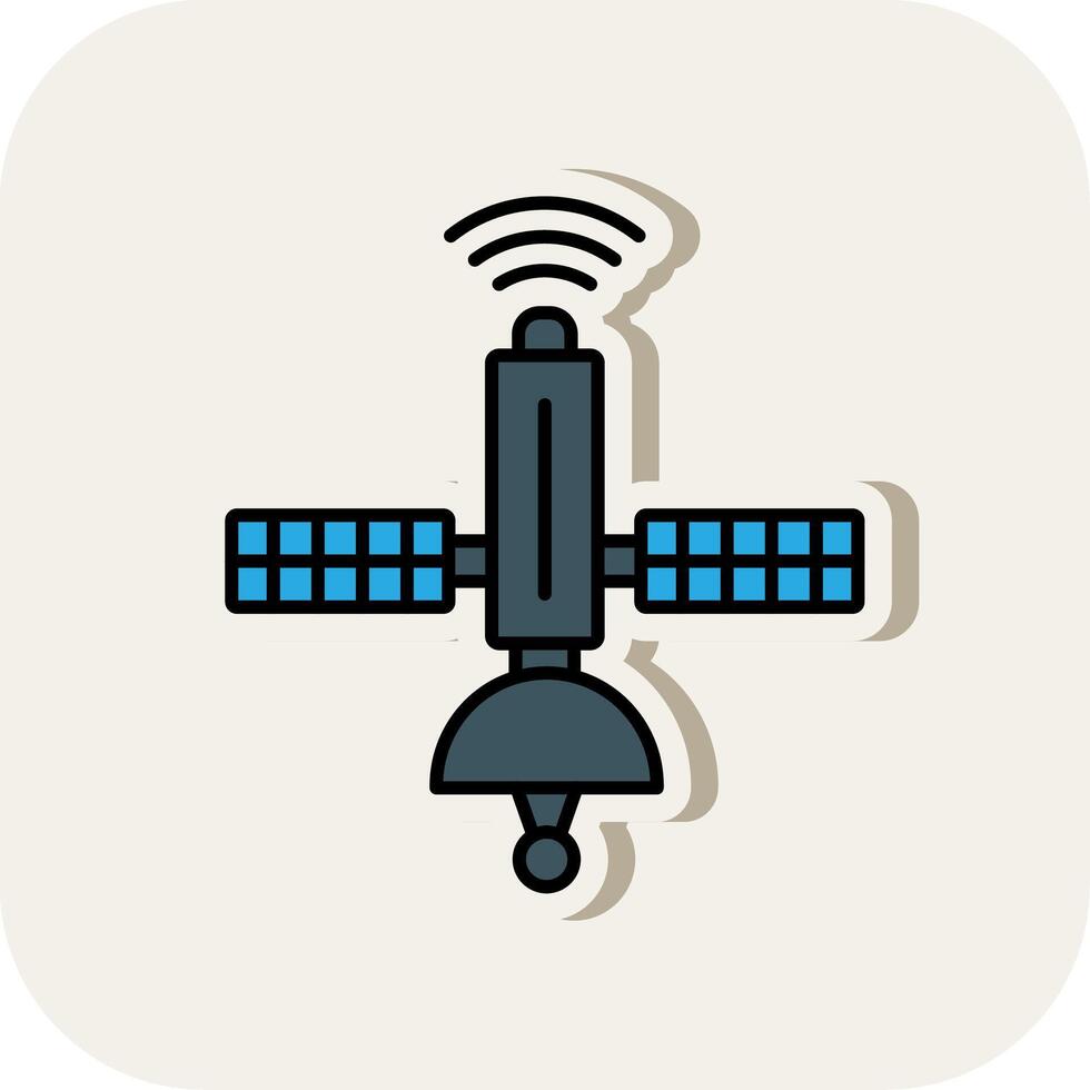 Satellite ligne rempli blanc ombre icône vecteur