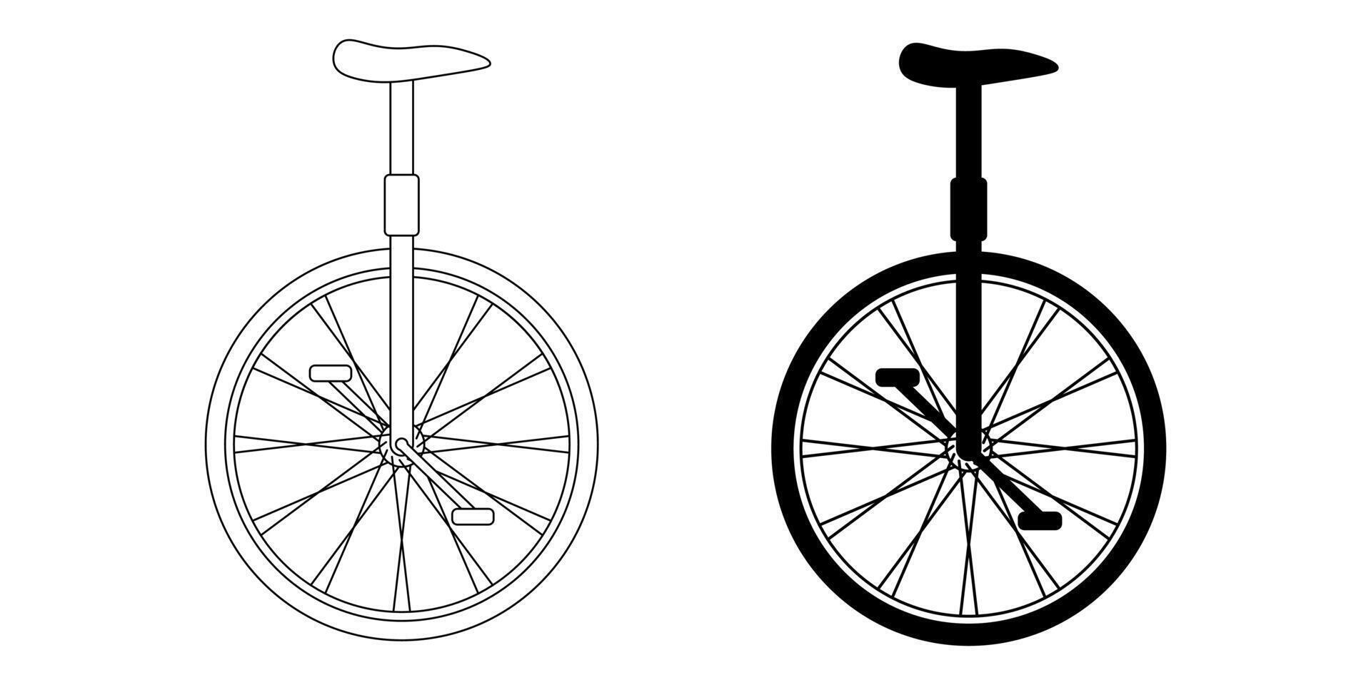 côté vue monocycle icône ensemble isolé sur blanc Contexte vecteur