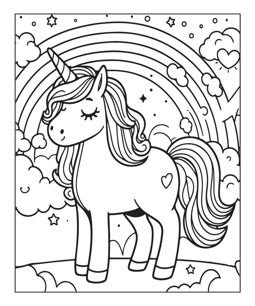 coloriage de licorne pour les enfants vecteur