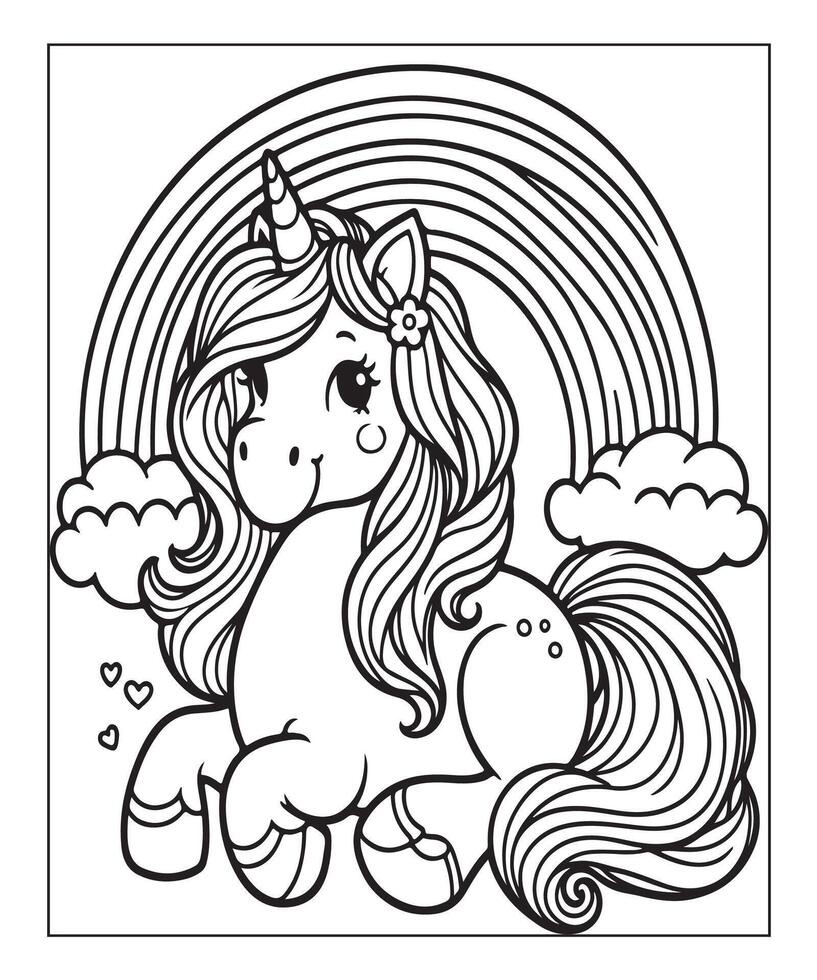 coloriage de licorne pour les enfants vecteur