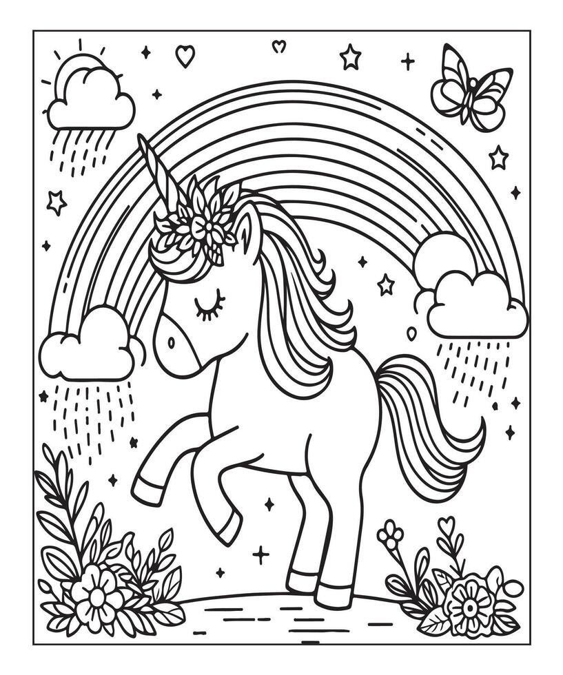 coloriage de licorne pour les enfants vecteur