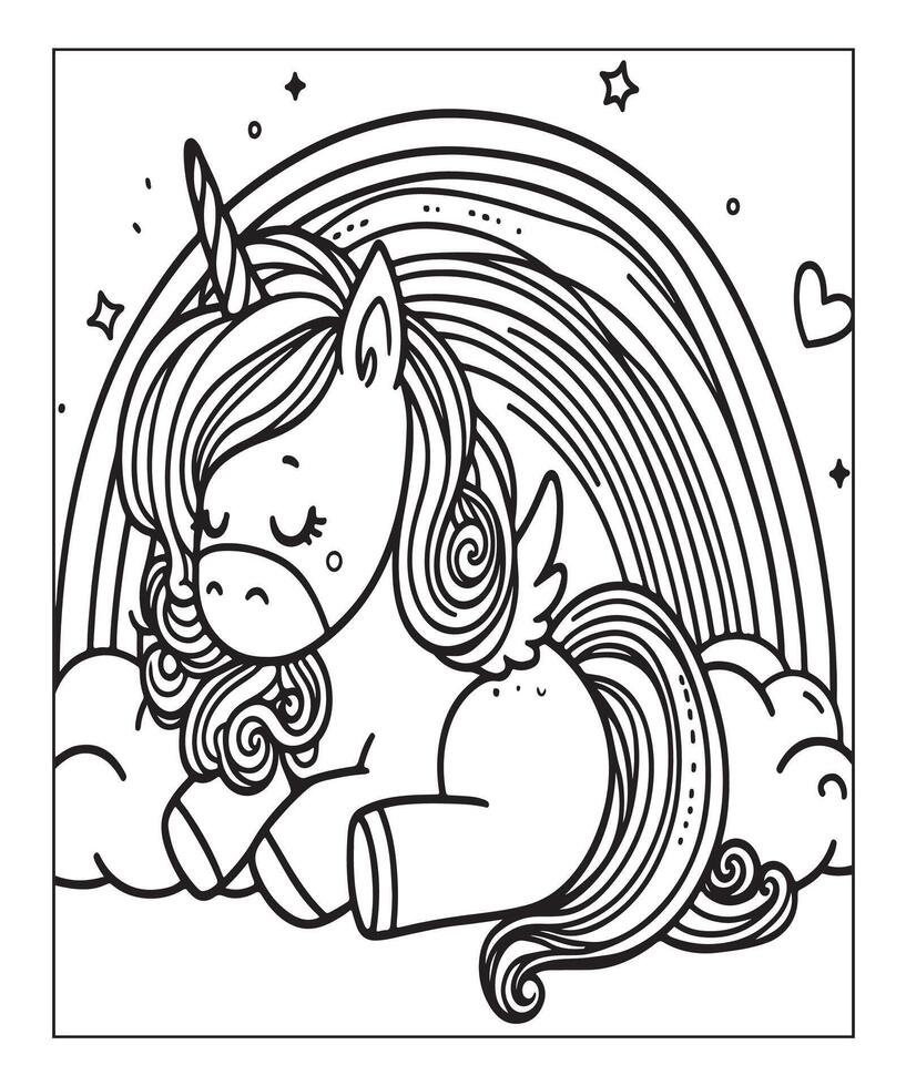 coloriage de licorne pour les enfants vecteur