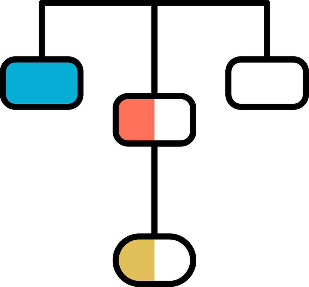 hiérarchique structure rempli moitié Couper icône vecteur