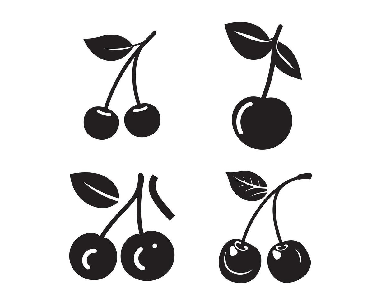 Cerise silhouette icône graphique logo conception vecteur
