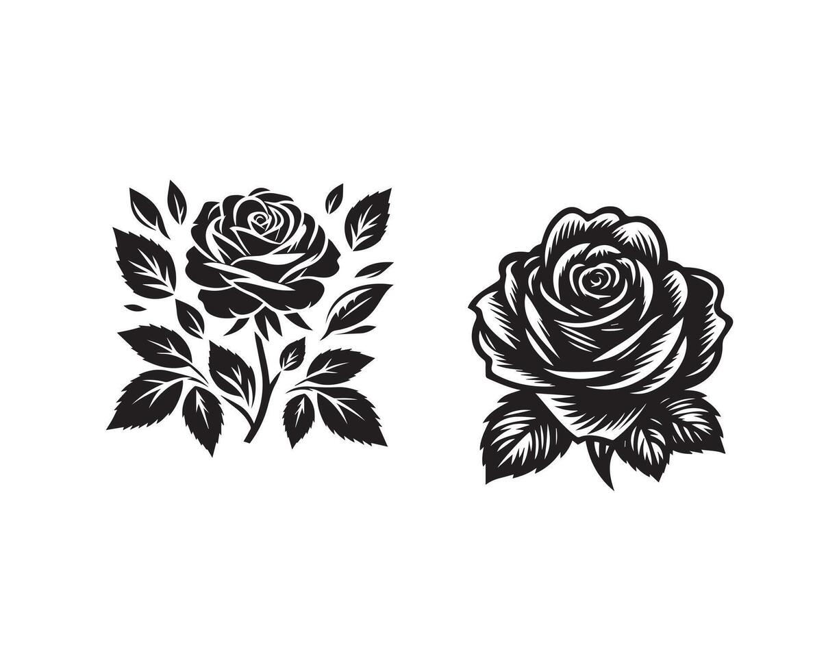 Rose fleur silhouette icône graphique logo conception vecteur