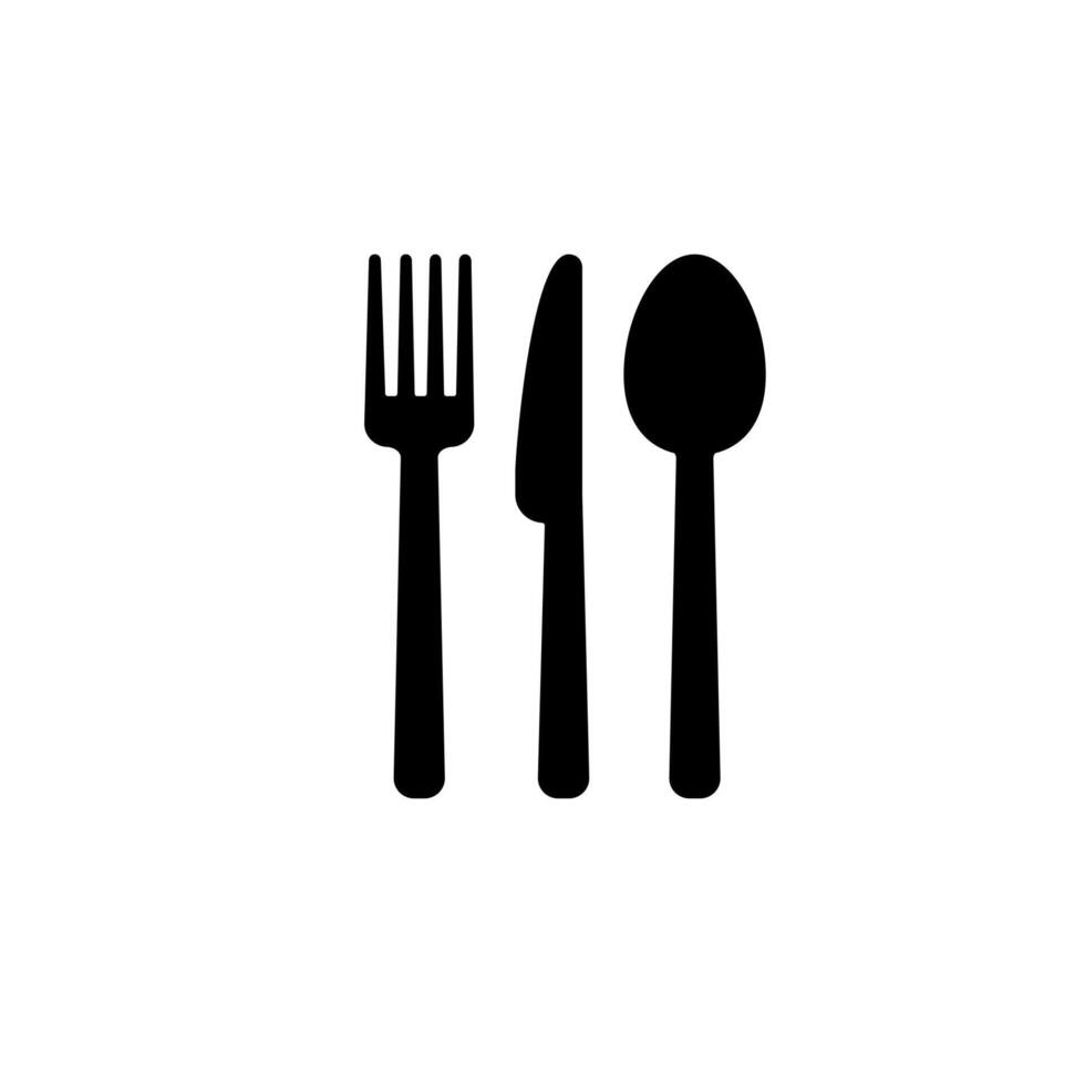ensemble de cuillère, couteau et fourchette. coutellerie glyphe icône. illustration isolé sur blanc Contexte. vecteur