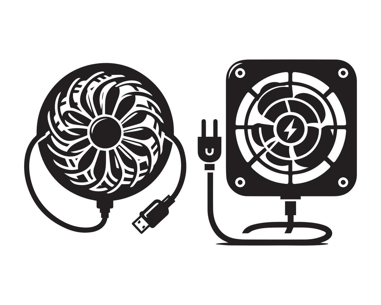 chargeur ventilateur silhouette icône graphique logo conception vecteur