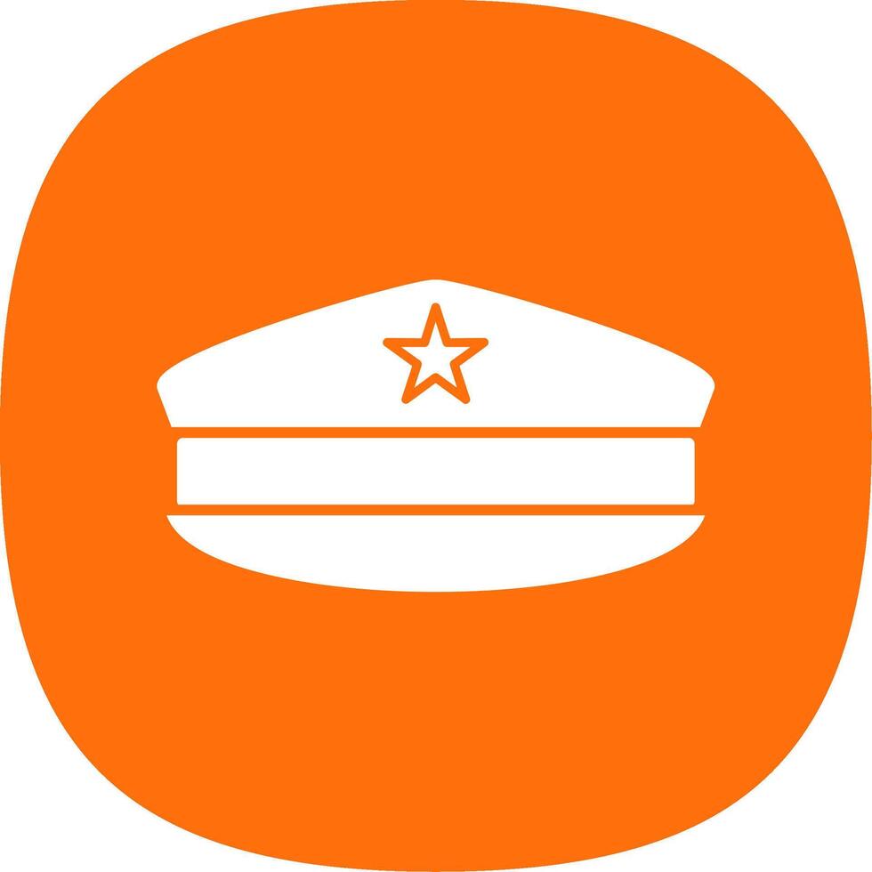 chapeau militaire, ligne, deux, couleur, icône vecteur