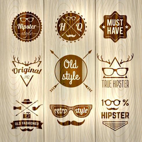 Étiquettes Hipster en bois vecteur