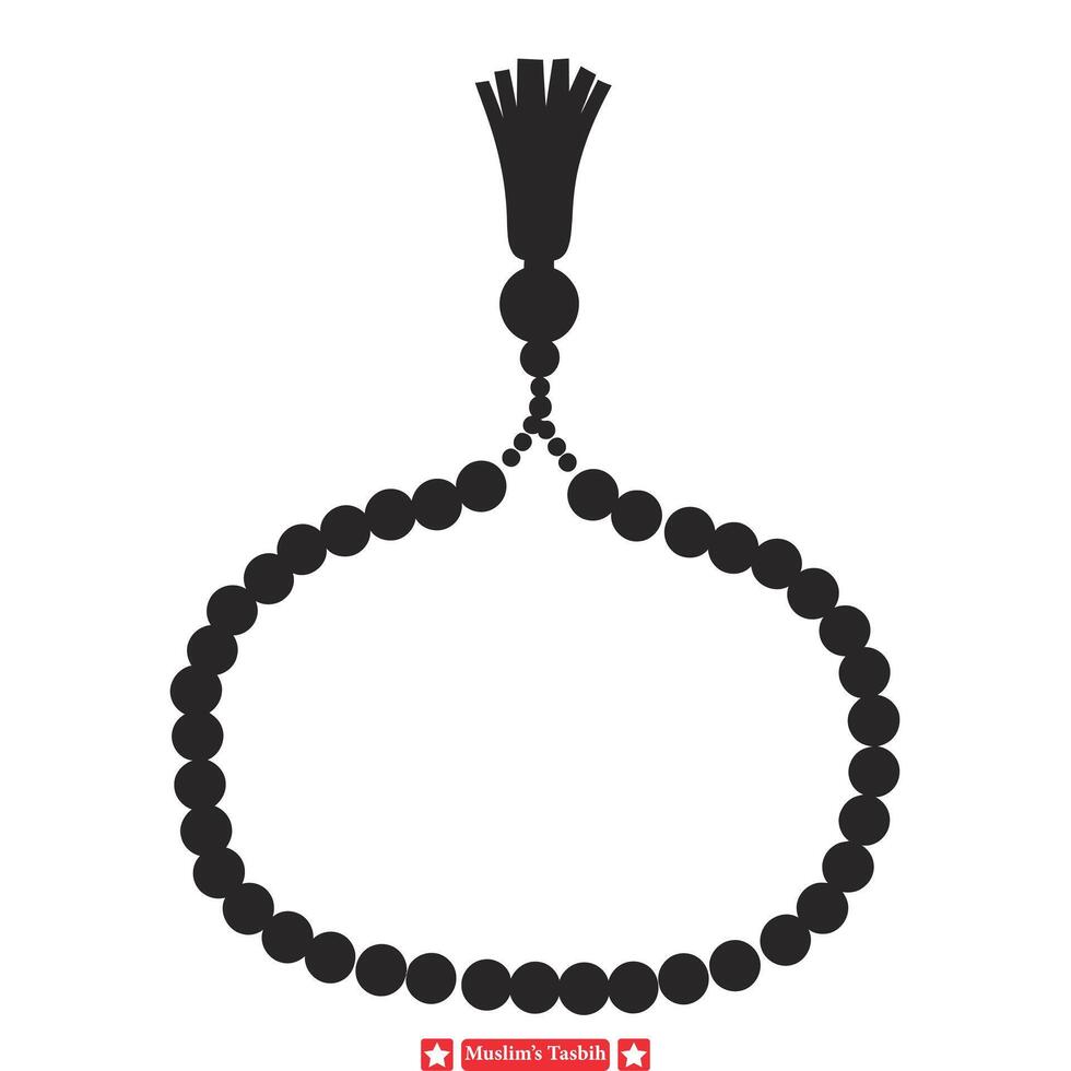 majestueux tasbih art magnifique silhouettes mettant en valeur les musulmans chapelet perles pour tranquille réflexion vecteur