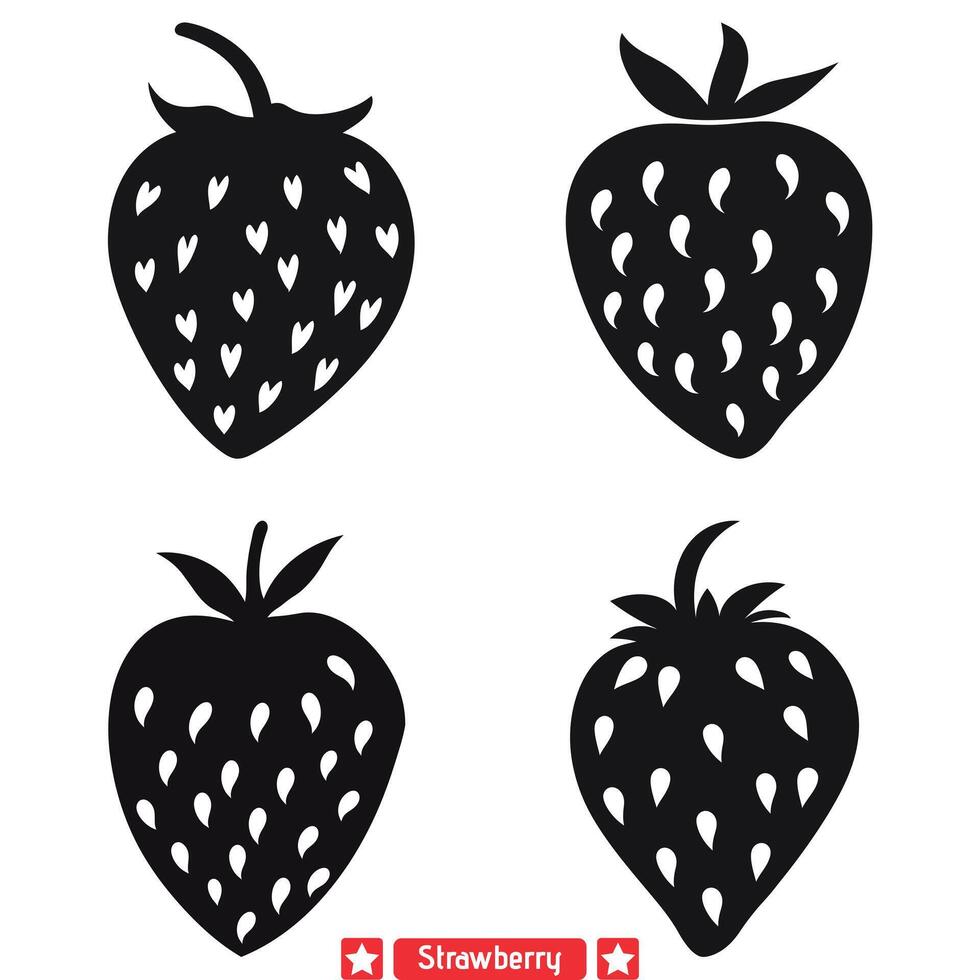 délicieux fraise des illustrations silhouettes en abondance vecteur