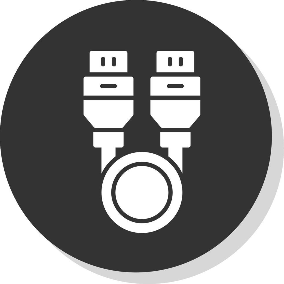 USB câble glyphe gris cercle icône vecteur
