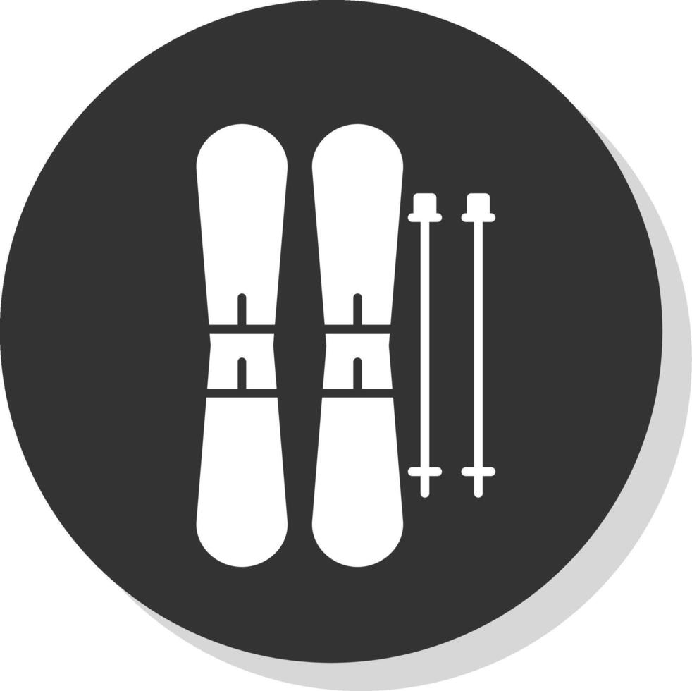 des skis glyphe gris cercle icône vecteur