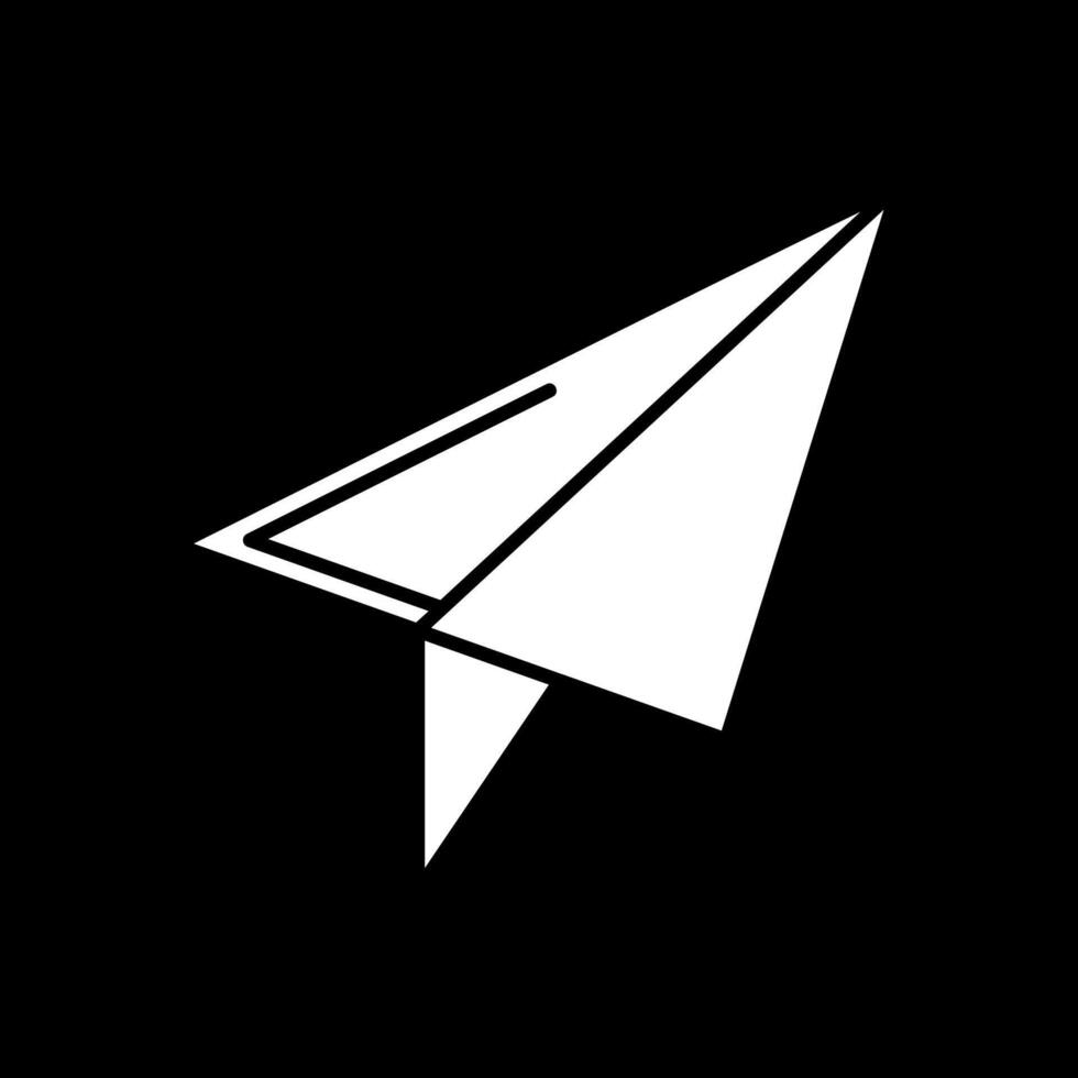 icône inversée de glyphe d'avion en papier vecteur