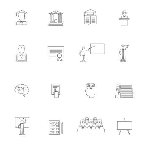 Enseignement supérieur Icon Outline Set vecteur