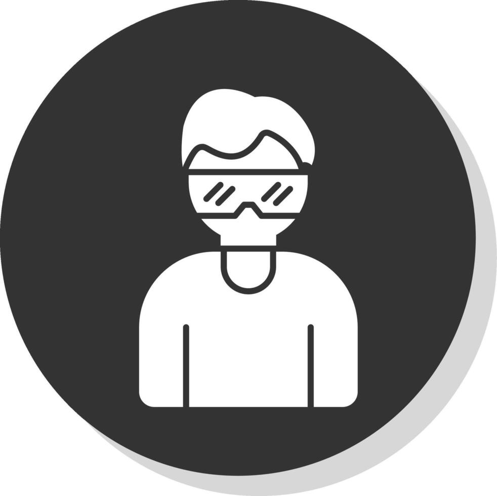 virtuel des lunettes glyphe gris cercle icône vecteur