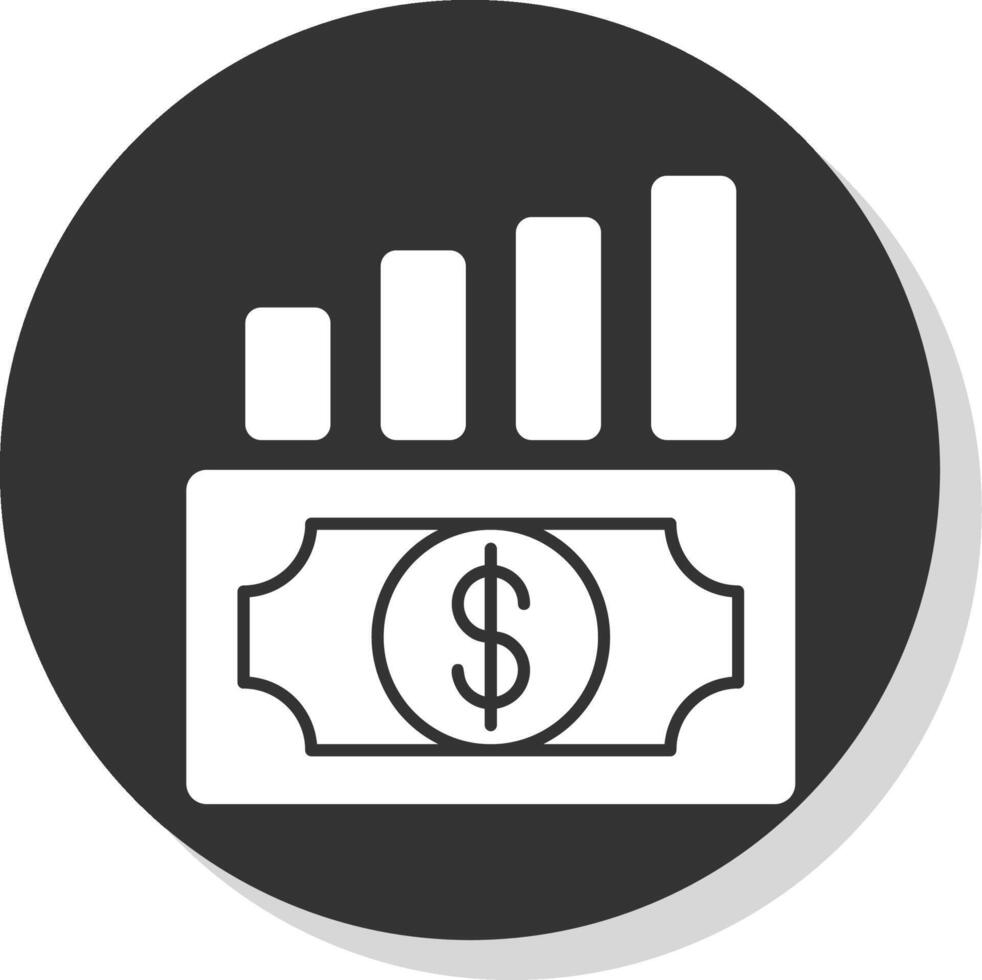 argent croissance glyphe gris cercle icône vecteur