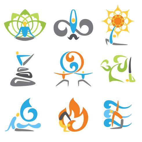 Ensemble d&#39;emblèmes de yoga vecteur