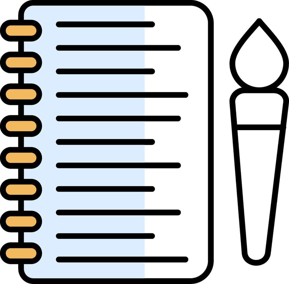 carnet de croquis rempli moitié Couper icône vecteur